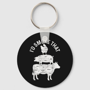 Chef Butcher Bbq Id Smoke That Pork Beef Funny Fat Key Ring