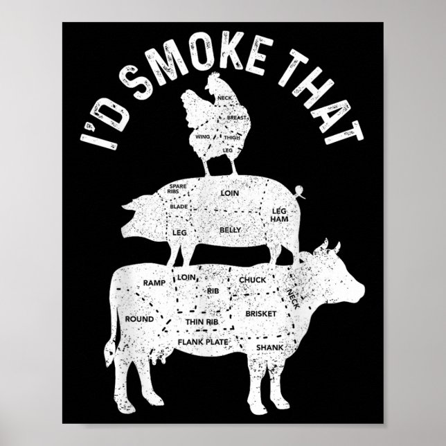 Chef Butcher Bbq Id Smoke That Pork Beef Funny Fat Poster (Front)