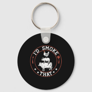Chef Butcher Bbq Smoker Id Smoke That Barbecue Pit Key Ring