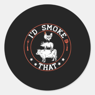 Chef butcher bbq smoker smoke that barbecue classic round sticker