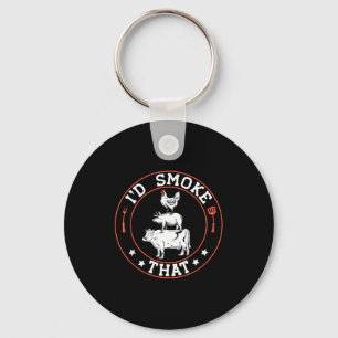 Chef butcher bbq smoker smoke that barbecue key ring