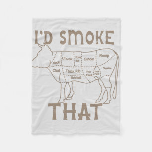chef butcher cook bbq id smoke that cow beef fleece blanket