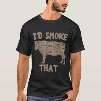 Chef Butcher Cook Bbq I'd Smoke That Cow Beef Funn T-Shirt