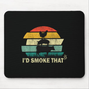 Chef Butcher Cook Bbq Id Smoke That Cow Beef Funny Mouse Mat