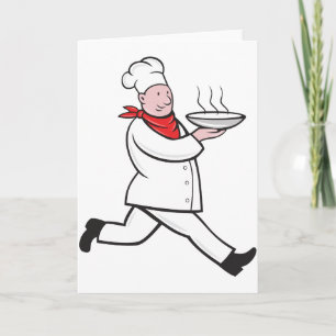 Chef Carrying Food Greeting Cards