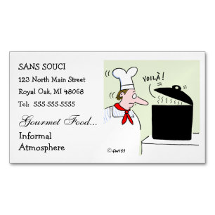 Chef Cartoon Cute Funny Restaurant Catering Magnetic Business Card