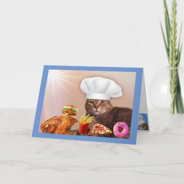 Chef Cat Banquet Birthday Card (Front)