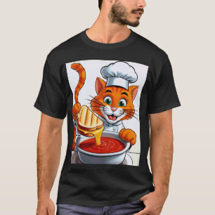 Chef Cat Grilled Cheese Tomato Soup Comfort Food T-Shirt