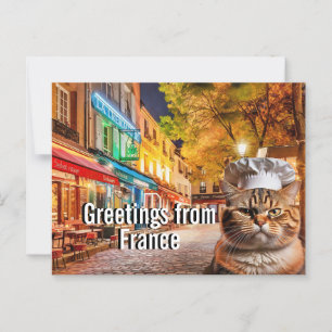 Chef Cat sends Greetings from France Postcard