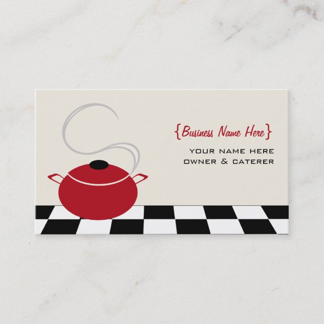 Chef / Caterer Business Card - Red Cooking Pot (Front)