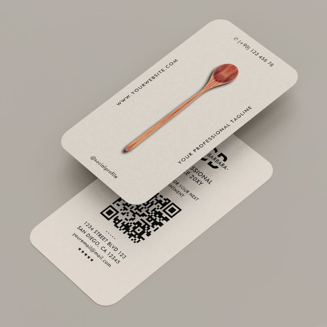 Chef Caterer Wooden Spoon Sand Minimal Business Card (Chef Caterer Wooden Spoon Sand Minimal Business Card
)