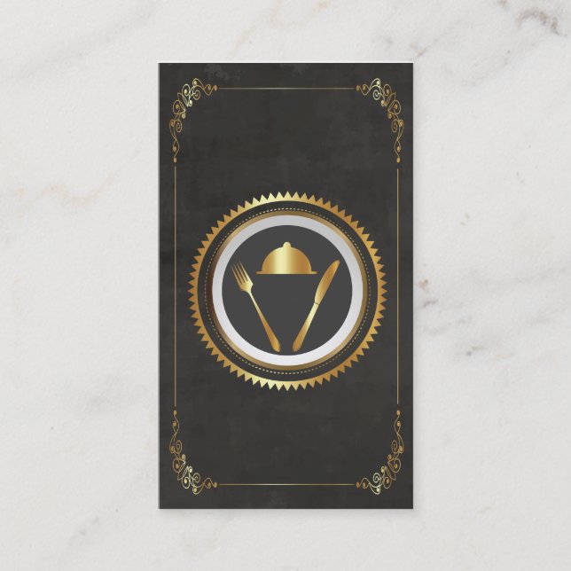 Chef, Catering for Restaurant Business Card Gold (Front)