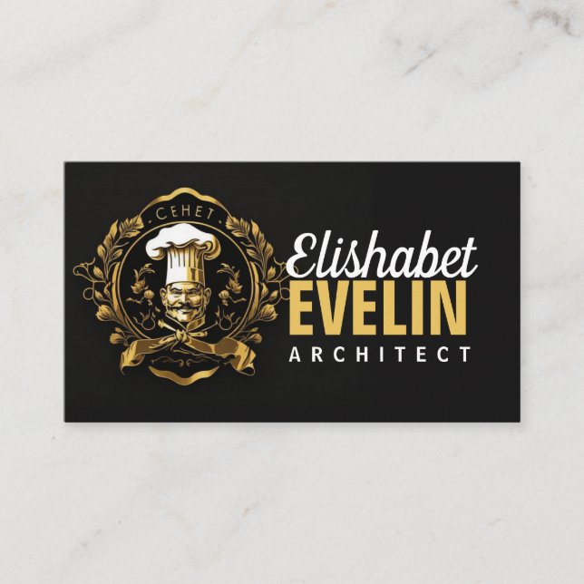 Chef Catering Gold Modern Black capung657 Business Card (Front)