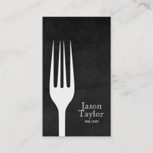Chef Catering Restaurant Food Fork Logo Chalkboard Business Card