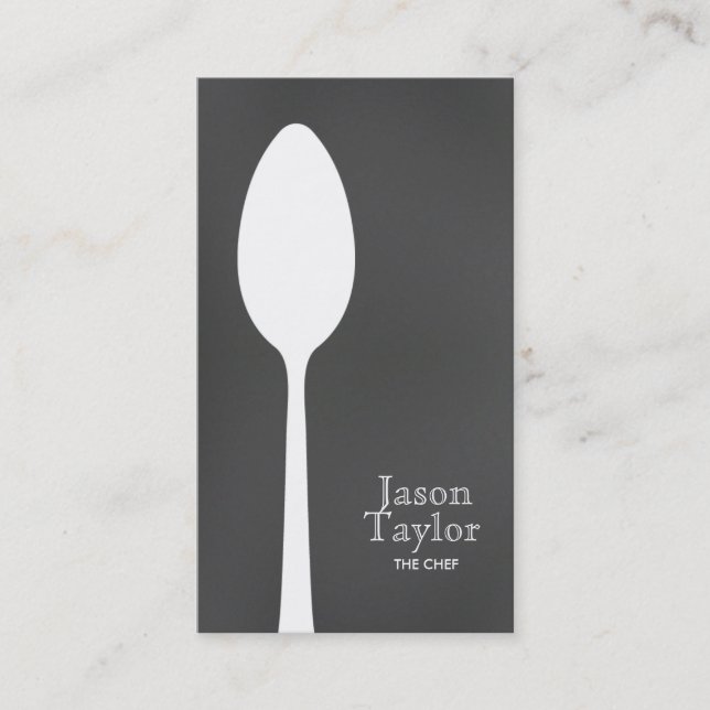 Chef Catering Restaurant Food Spoon Logo Business Card (Front)