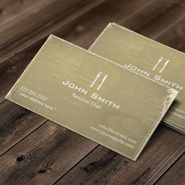 Chef Catering Restaurant Vintage Old Paper Business Card (Creator Uploaded)
