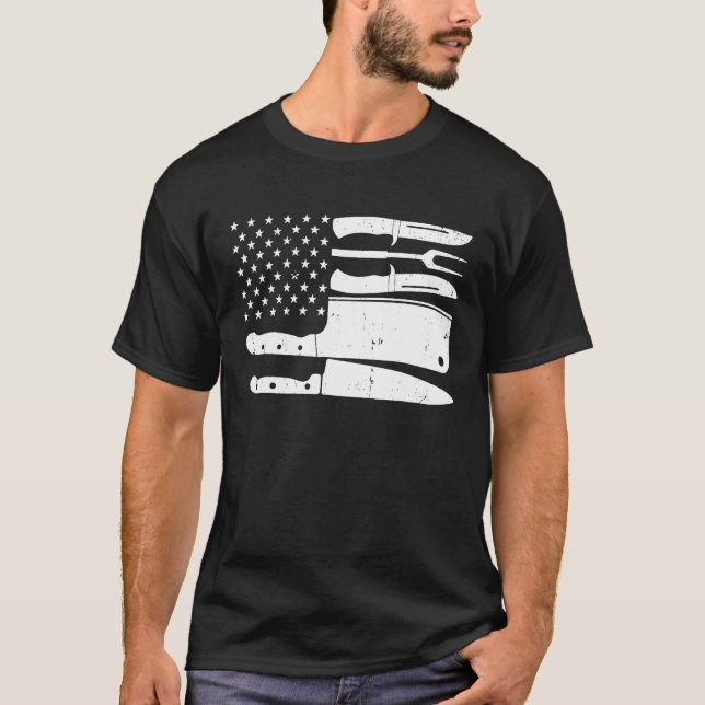 Chef - Chef Knife American Us Flag T-Shirt (Front)