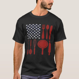 Chef - Chef Knife Cook Culinary 4th Of July Flag U T-Shirt