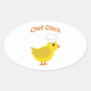 Chef Chick Oval Sticker