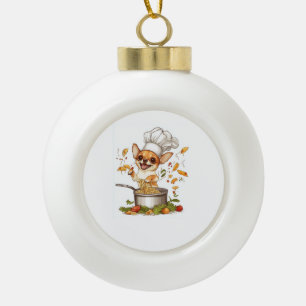 Chef Chihuahua � Culinary Dog Master Ceramic Ball Christmas Ornament