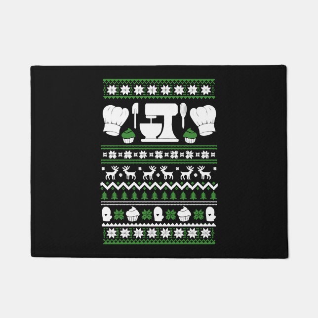 Chef Christmas T Shirt Doormat (Front)