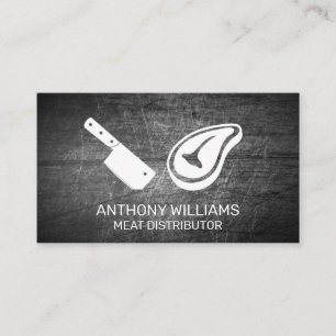 Chef Cleaver Steak icon   Scratched Metal Business Card