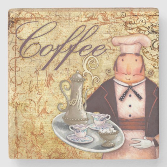Chef Coffee Stone Coaster (Front)