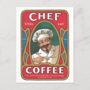 Chef coffee vintage art nouveau kitchen holiday postcard