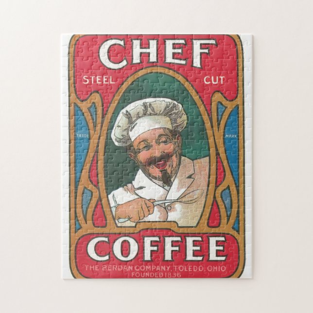 Chef coffee vintage art nouveau kitchen jigsaw puzzle (Vertical)