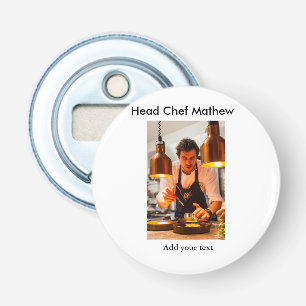 Chef cook add name text men kitchen bakery bottle opener