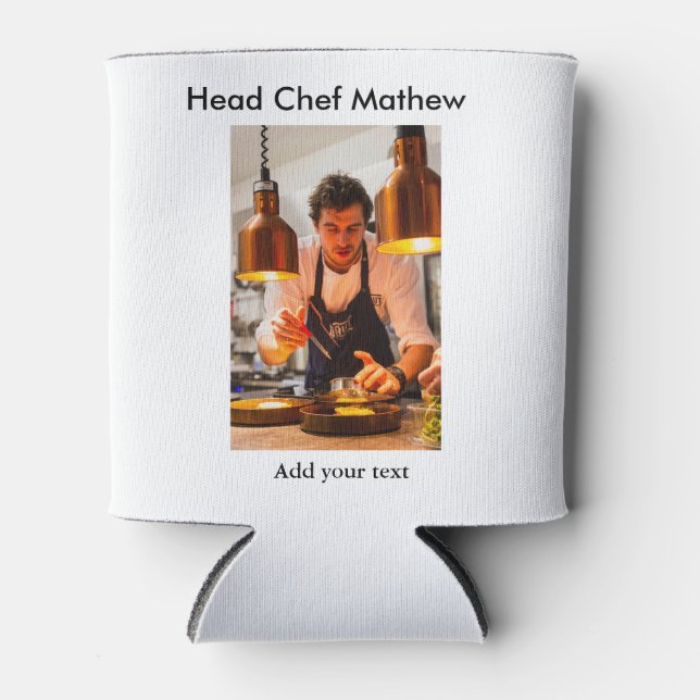Chef cook add name text men kitchen bakery  can cooler (Front)
