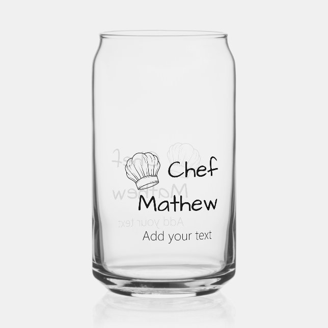 Chef cook add name text men kitchen bakery  can glass (Front)