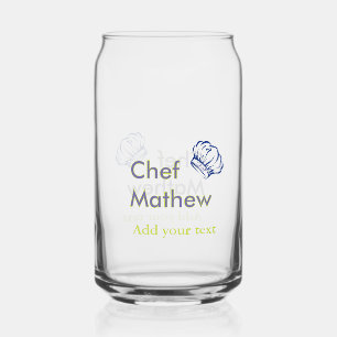 Chef cook add name text men kitchen bakery can glass