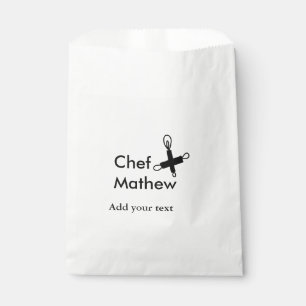 Chef cook add name text men kitchen bakery favour bags
