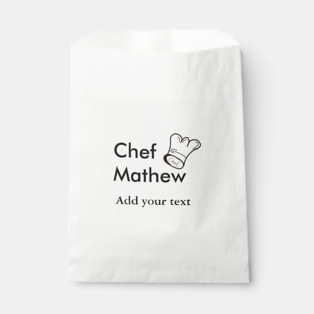 Chef cook add name text men kitchen bakery  favour bags (Front)