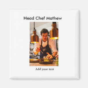 Chef cook add name text men kitchen bakery  magnet