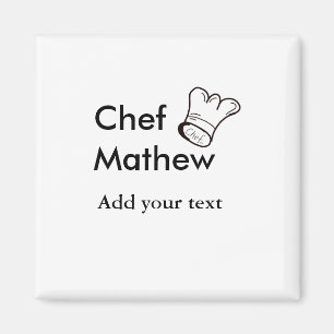 Chef cook add name text men kitchen bakery magnet