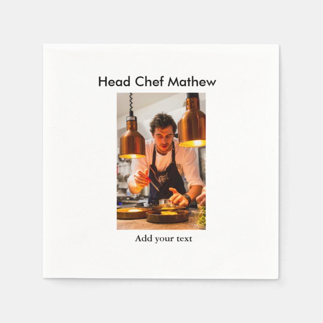 Chef cook add name text men kitchen bakery  napkin (Front)
