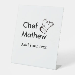 Chef cook add name text men kitchen bakery  pedestal sign