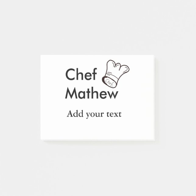 Chef cook add name text men kitchen bakery  post-it notes (Front)