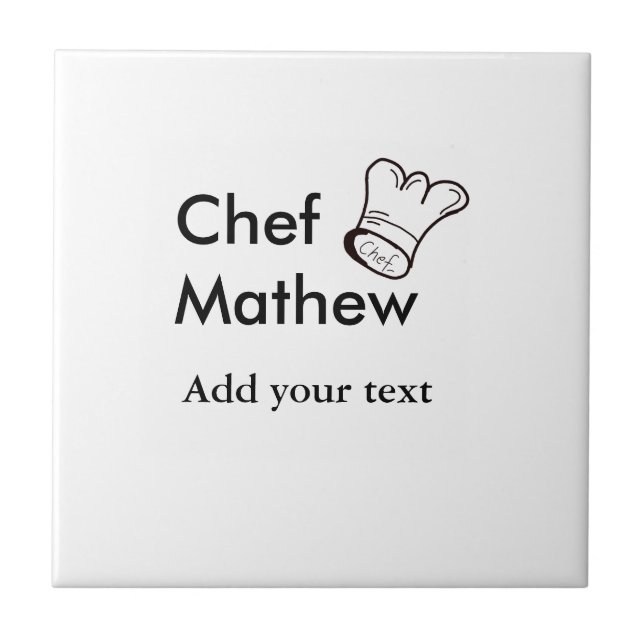 Chef cook add name text men kitchen bakery  tile (Front)