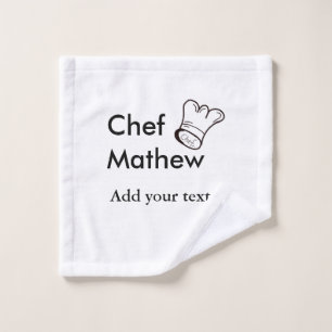 Chef cook add name text men kitchen bakery wash cloth