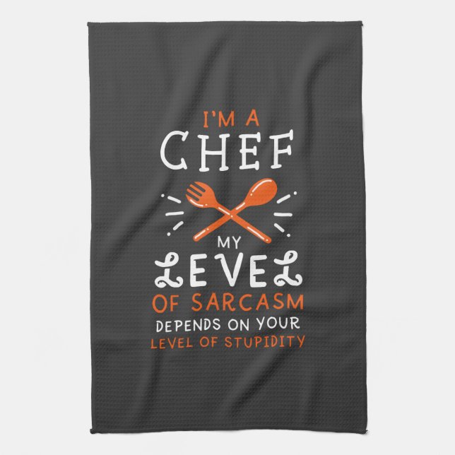Chef Cook Funny Gift Tea Towel (Vertical)