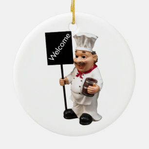 Chef cook - WELCOME menu card Ceramic Tree Decoration