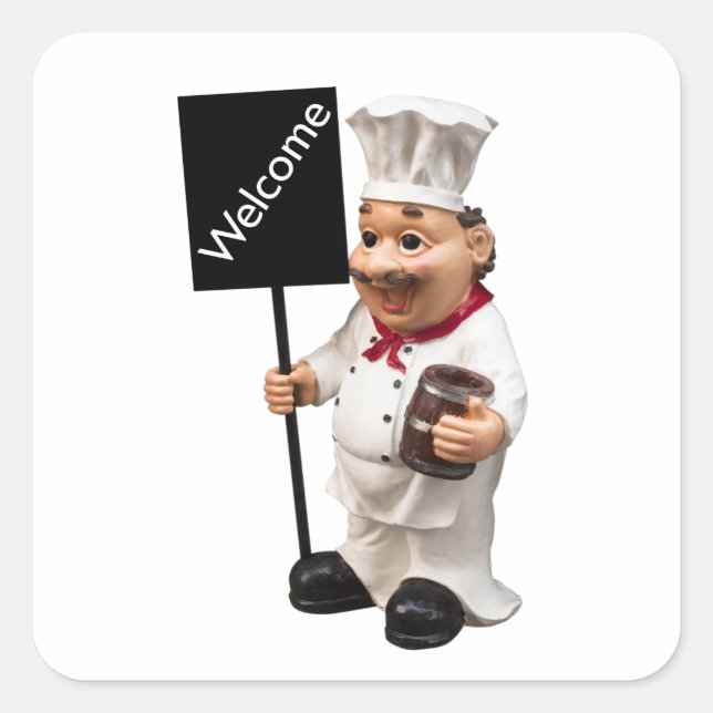 Chef cook - WELCOME menu card Square Sticker (Front)