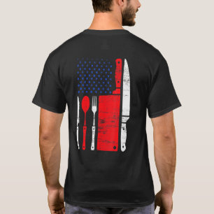 Chef Cooking American Flag Vintage Culinary Chefs T-Shirt