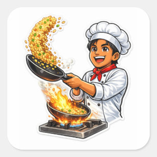 Chef Cooking Fried Rice Sticker