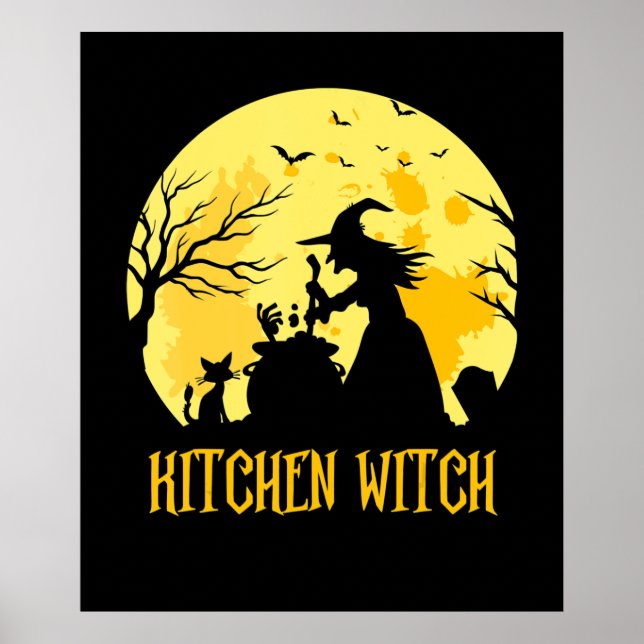 Chef cooking halloween gift | kitchen witch poster (Front)