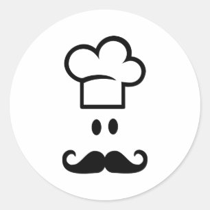 Chef cooking hat classic round sticker