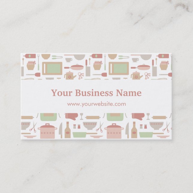Chef Cooking Utensils Catering Business Cards (Front)
